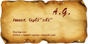 Ament Győző névjegykártya